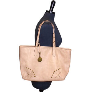 Hayden Harnett Ainsley Tote Bag Studded Brown Tan Faux Leather